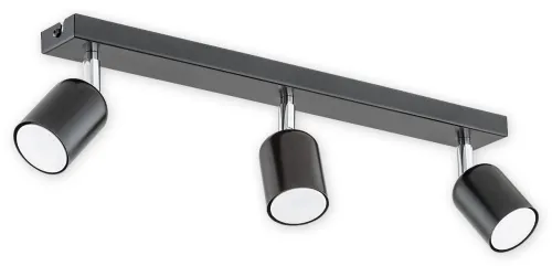 Lampa sufitowa czarna listwa 50cm z reflektorkami na chromowanych przegubach Lemir O2623 P3 CZA Denis 3xGU10 Promocja