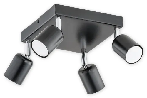 Wyprzedaż Czarna lampa sufitowa z czterema tulejami GU10 na chromowanych przegubach Lemir O2624 P4 CZA Denis