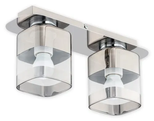 Promocja Lampa sufitowa z dwoma szklanymi kloszami z dodatkiem chromu Lemir O2612 P2 CH Chroms 2xE27