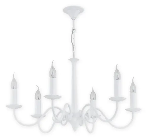 Biały klasyczny żyrandol świecowy na łańcuchu Lemir O2896 W6 BIA Asti 6xE14 74cm Oferta limitowana