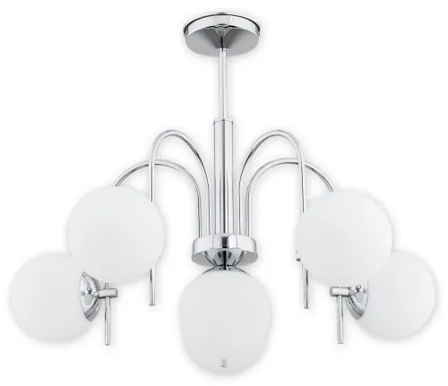 Chromowana lampa sufitowa z białymi kloszami kulami Lemir O2856 W6 CH Ape 6xE14 65cm Łatwy zwrot