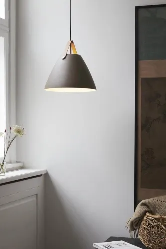 Lampa Wisząca Klosz Stożek Nordlux 84343009 Strap 36 E27 36cm x 337cm beżowa skórzany pasek Obniżka ceny