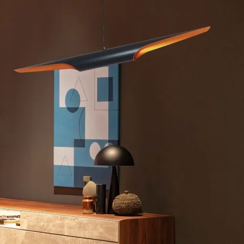Złoto czarna designerska lampa wisząca Step Into Design ST-0502-1 Black Tube 2xE27 100cm x 211cm Promocja