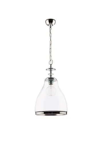 Super okazja Chromowana lampa wisząca na łańcuchu z grubym szklanym transparentnym kloszem Jupiter 1568 Isla E27 29cm
